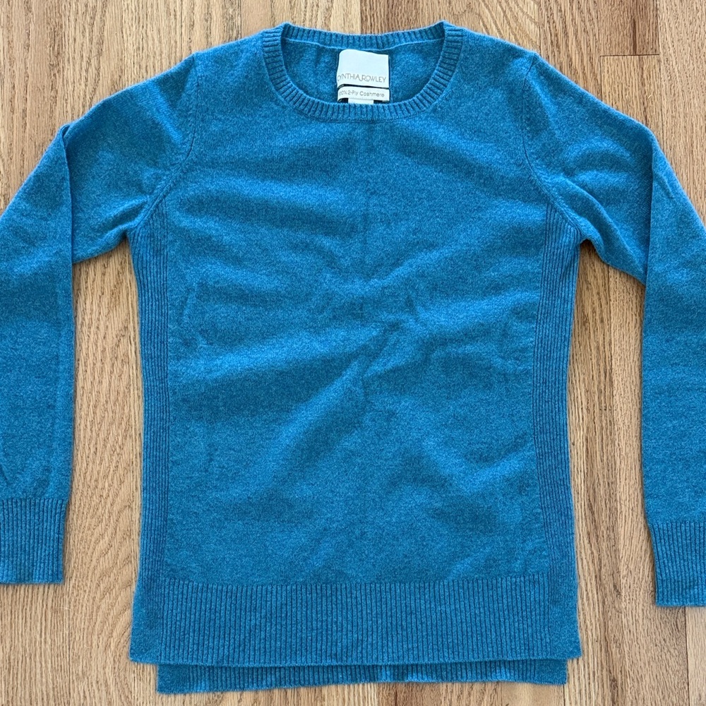 Cynthia Rowley Blue Cashmere Crew Neck Sweater
